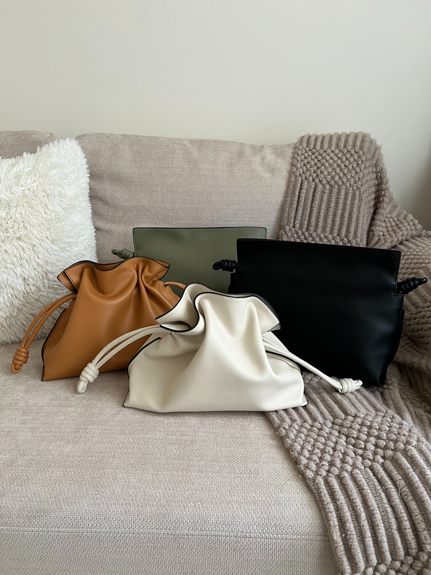 Real leather Drawstring bag