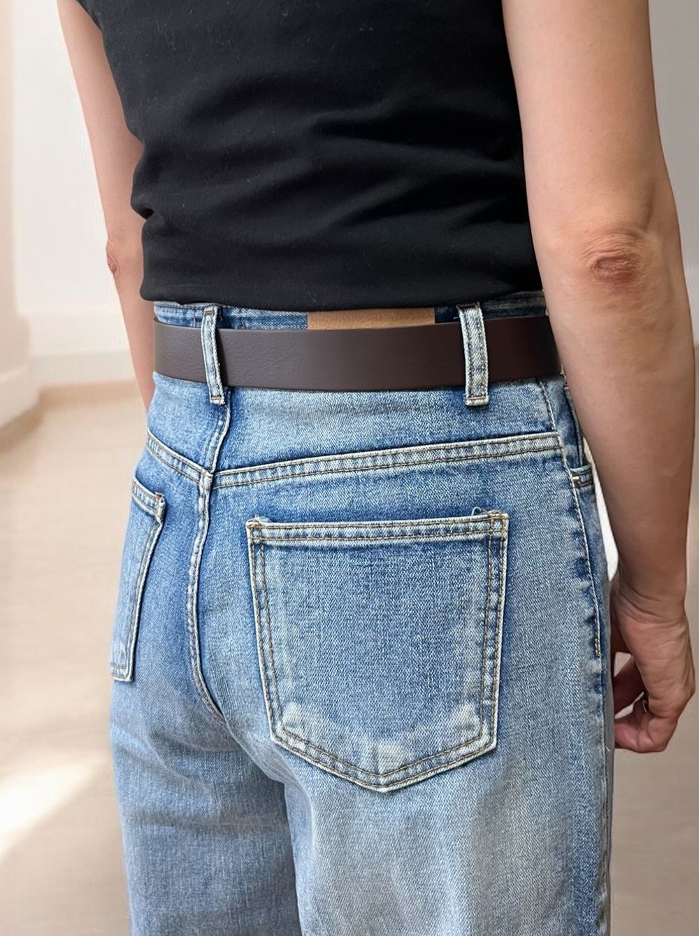 Real leather gold buckle ベルト