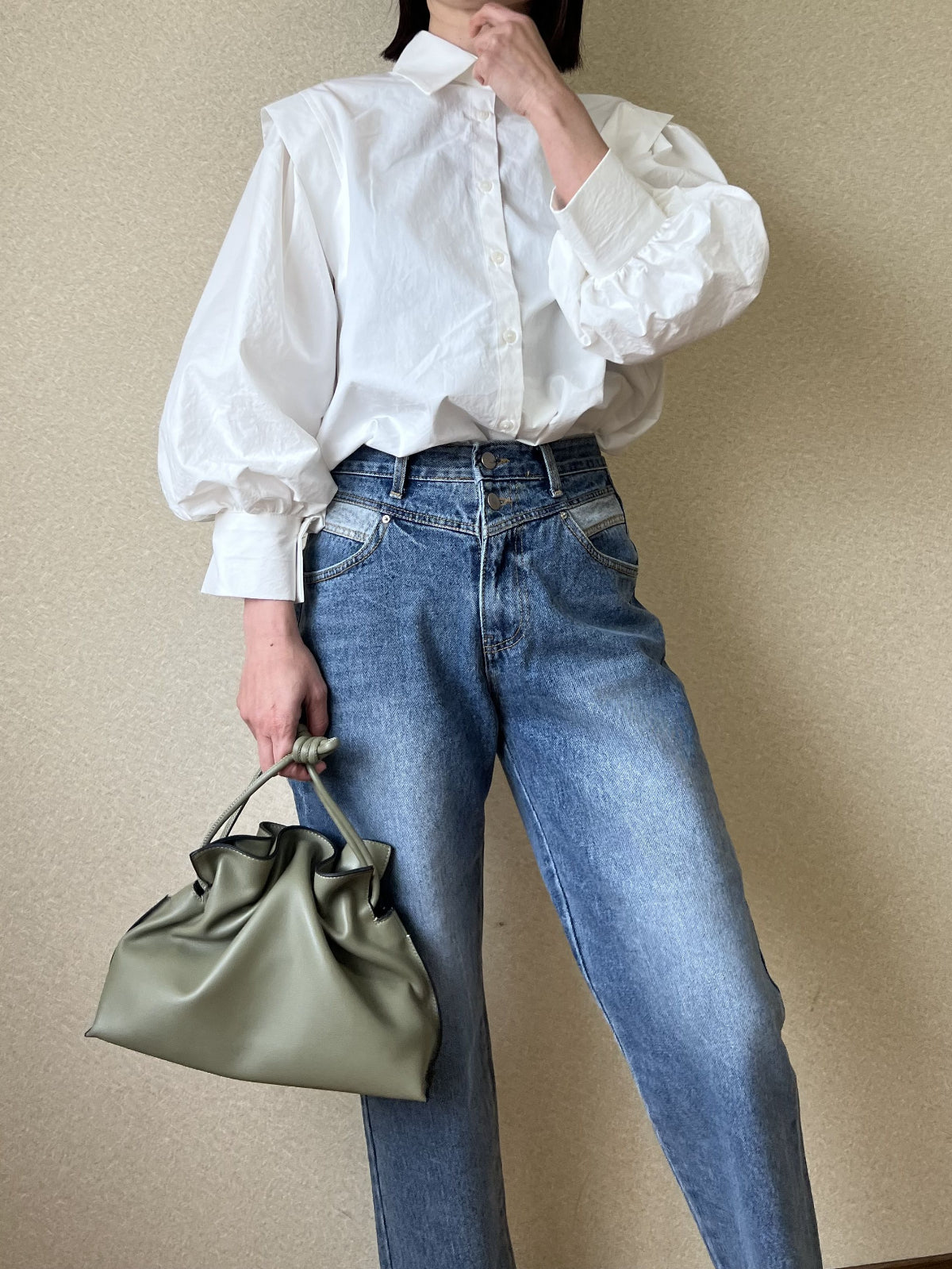 Real leather Drawstring bag
