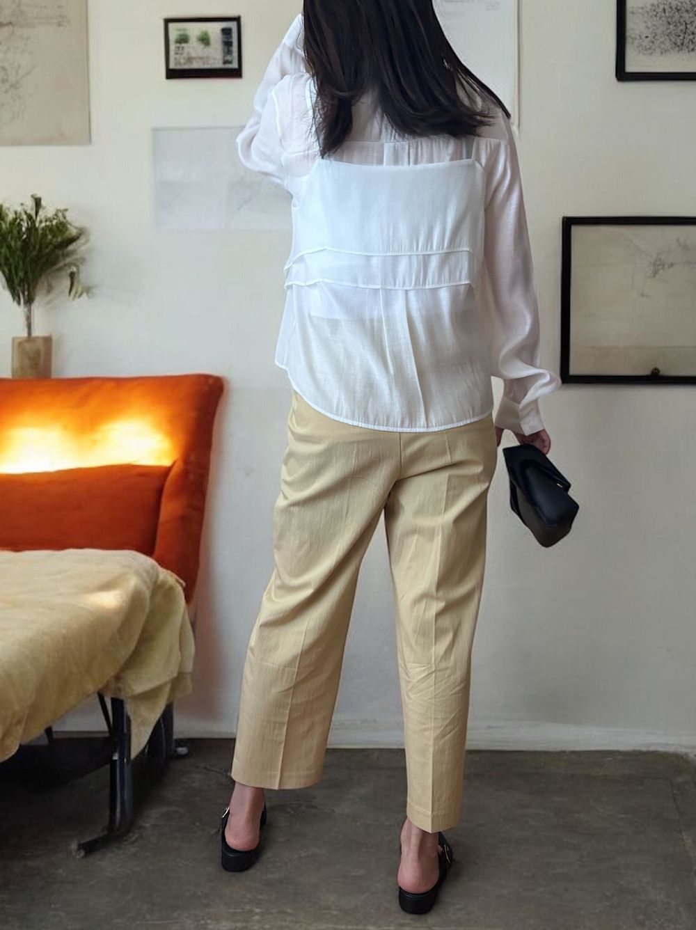 Nylon croped テーパードパンツ