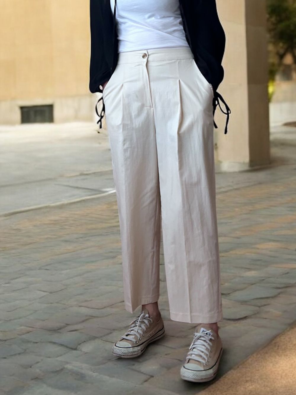Nylon croped テーパードパンツ
