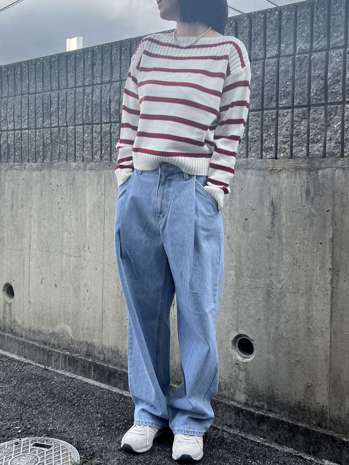 Boat neck rib ボーダースプリングニット