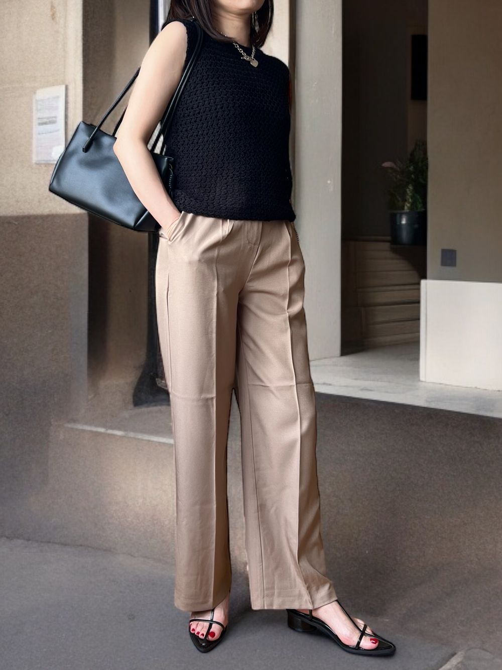 Real leather ロープデザインショルダーバッグ