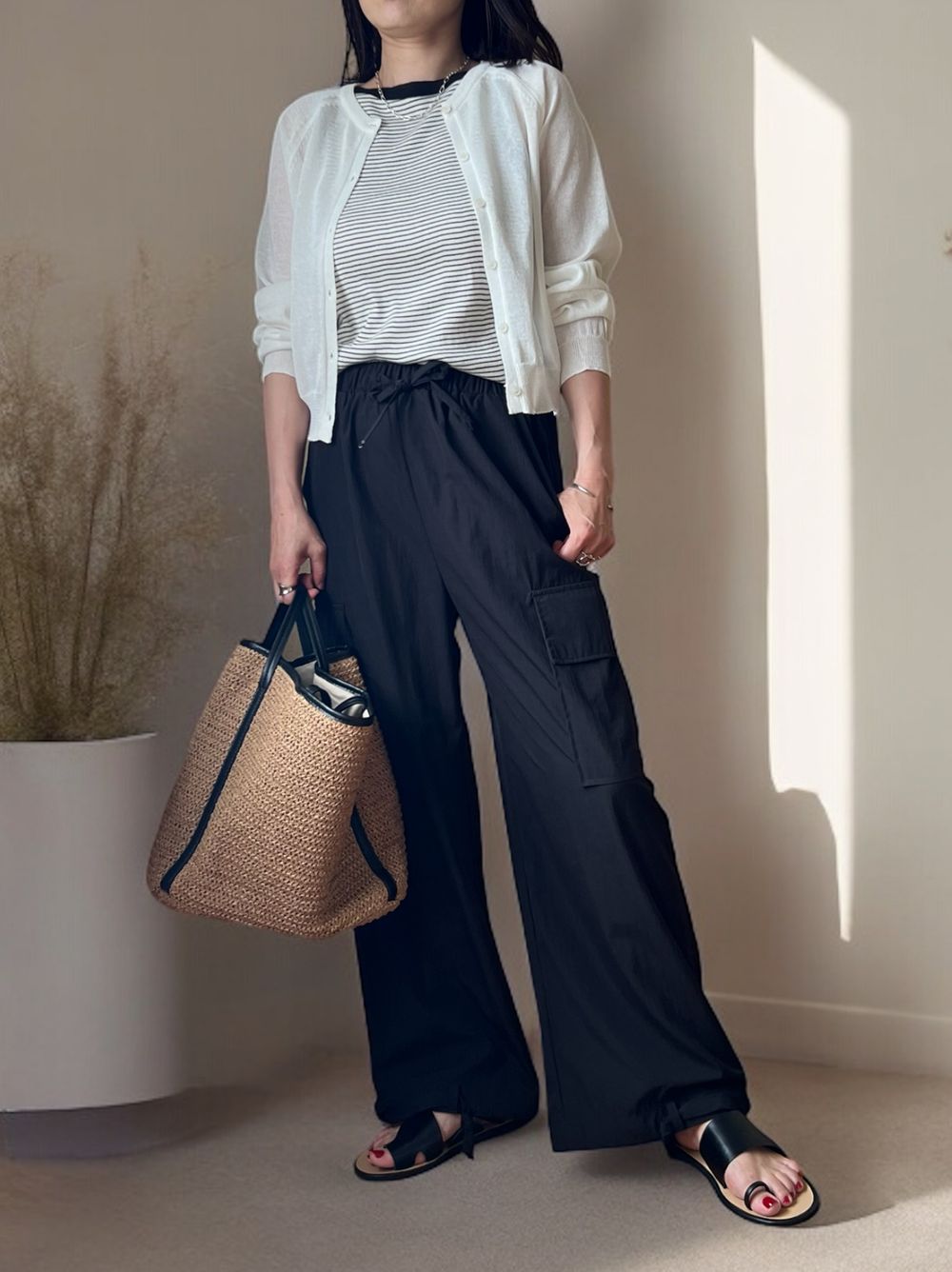 Cottonlinen button down カーディガン