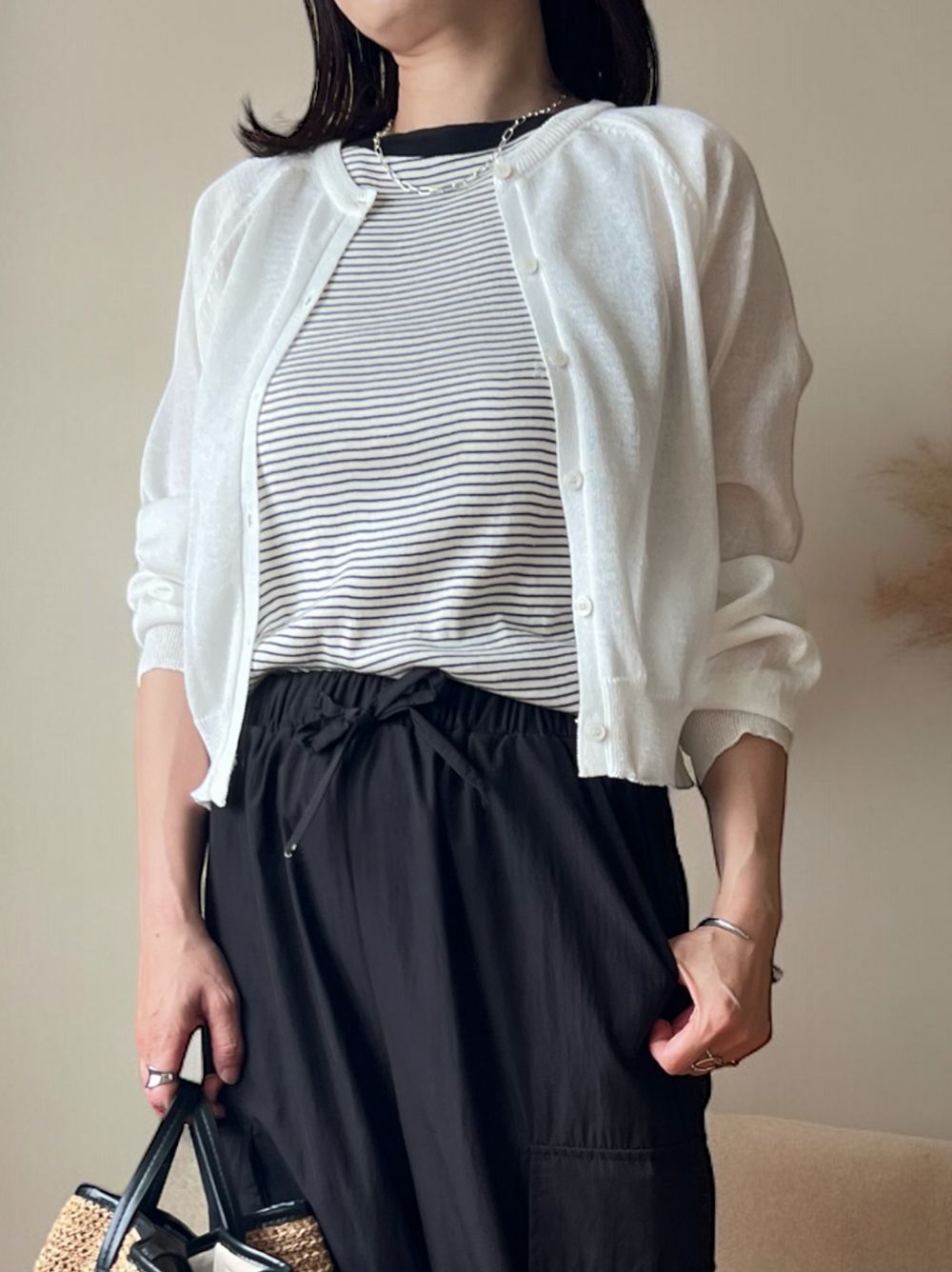Cottonlinen button down カーディガン