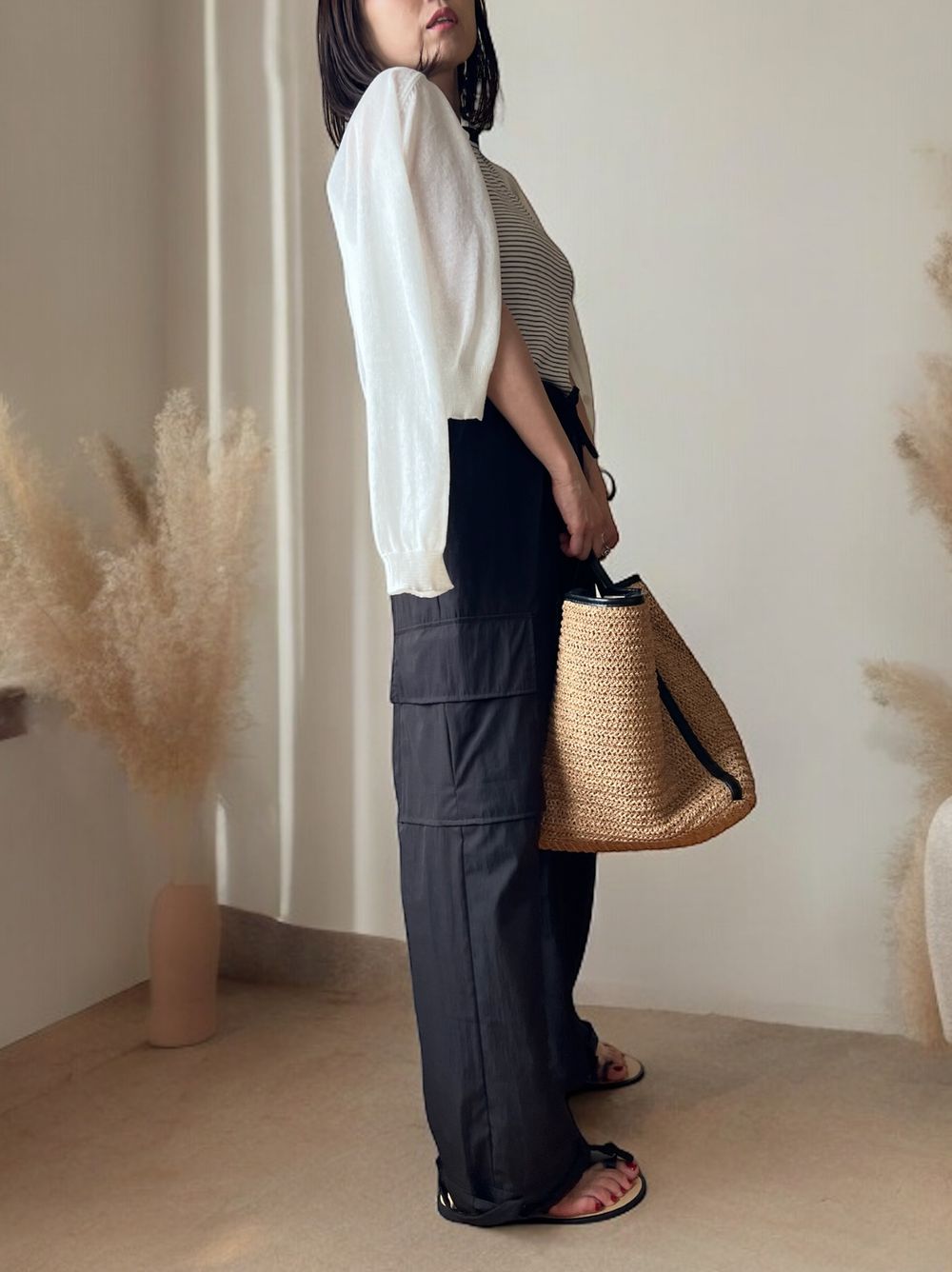 Cottonlinen button down カーディガン