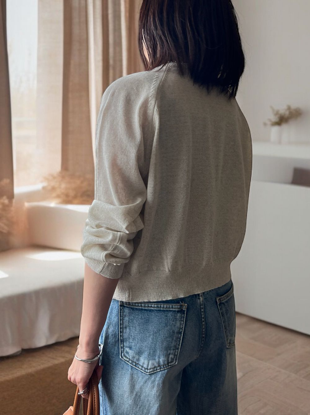 Cottonlinen button down カーディガン