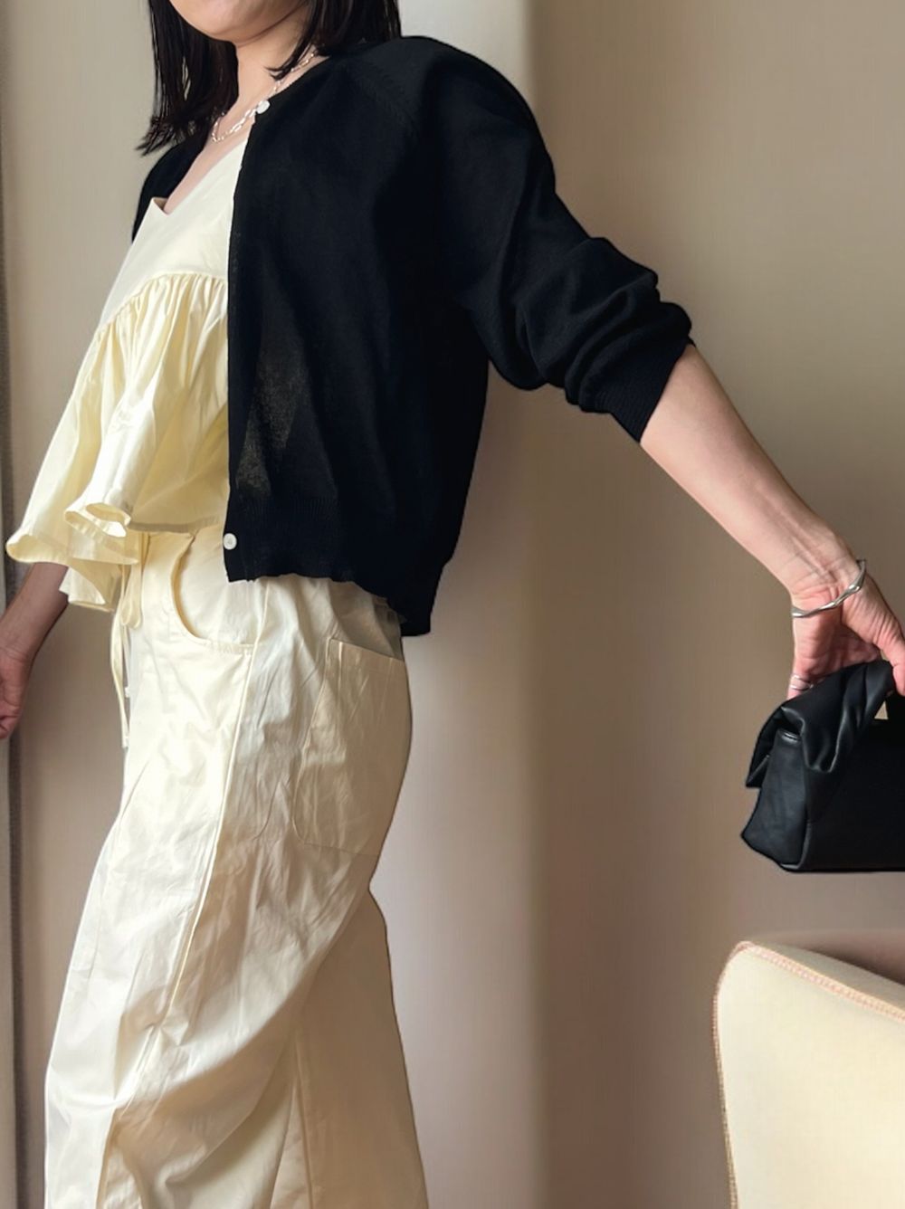 Cottonlinen button down カーディガン