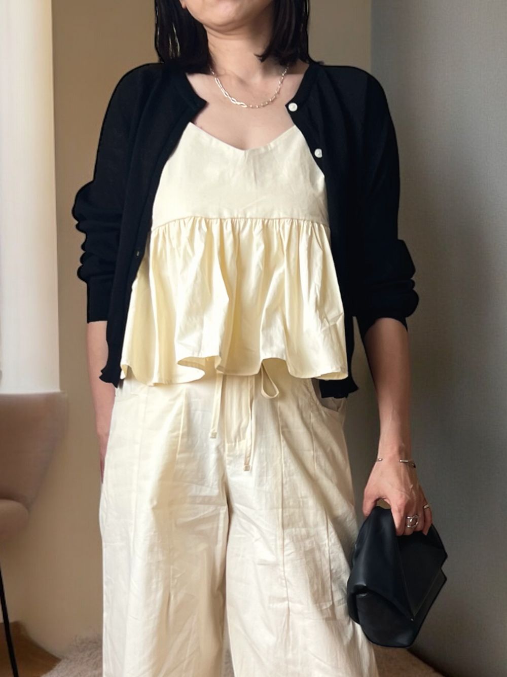 Cottonlinen button down カーディガン