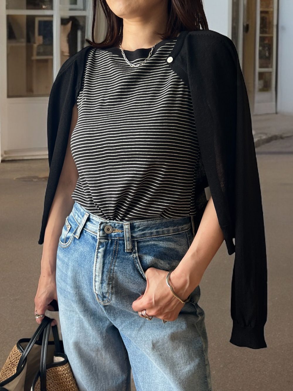 Cottonlinen button down カーディガン