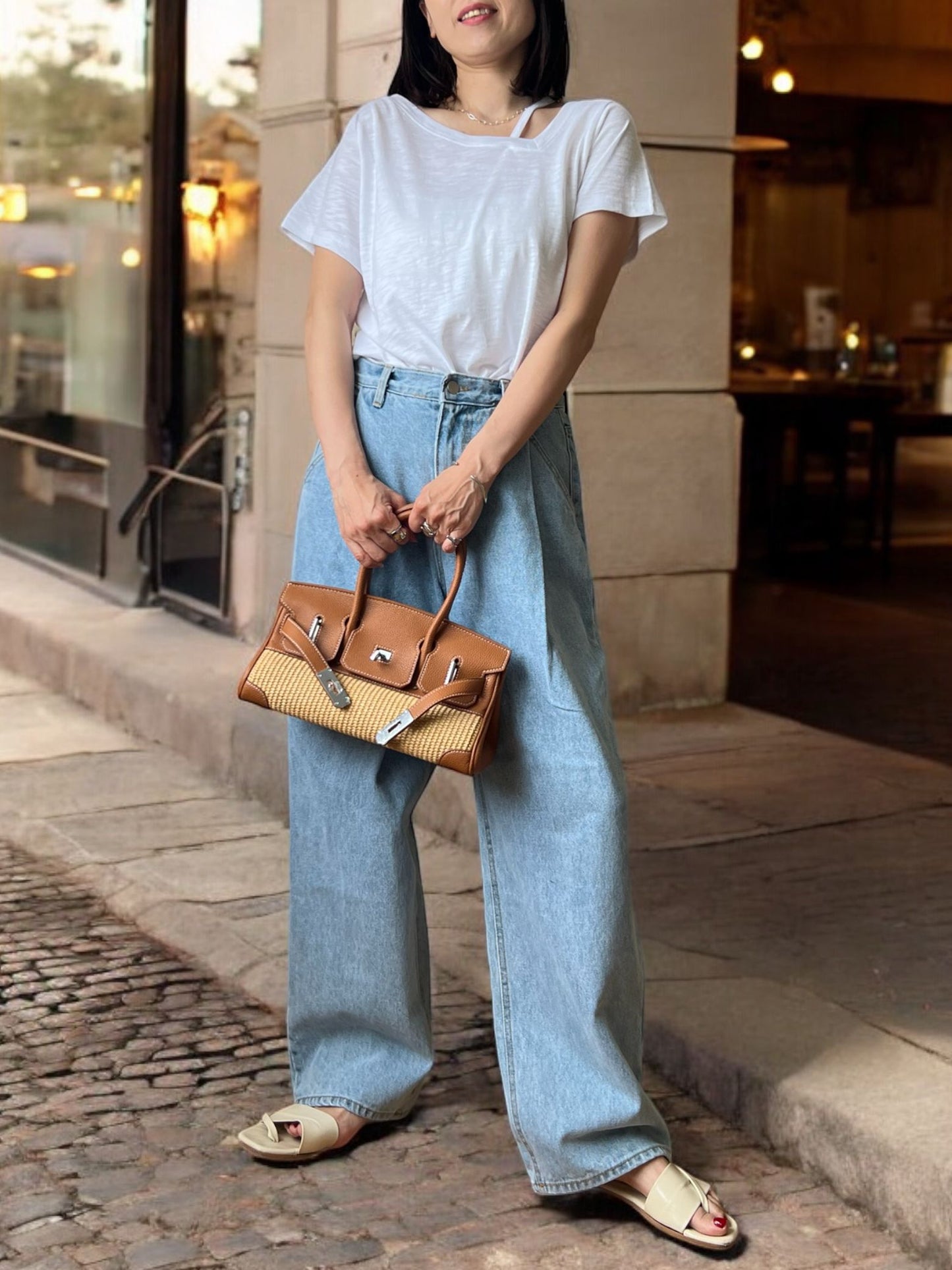 Side one strap メランジTシャツ