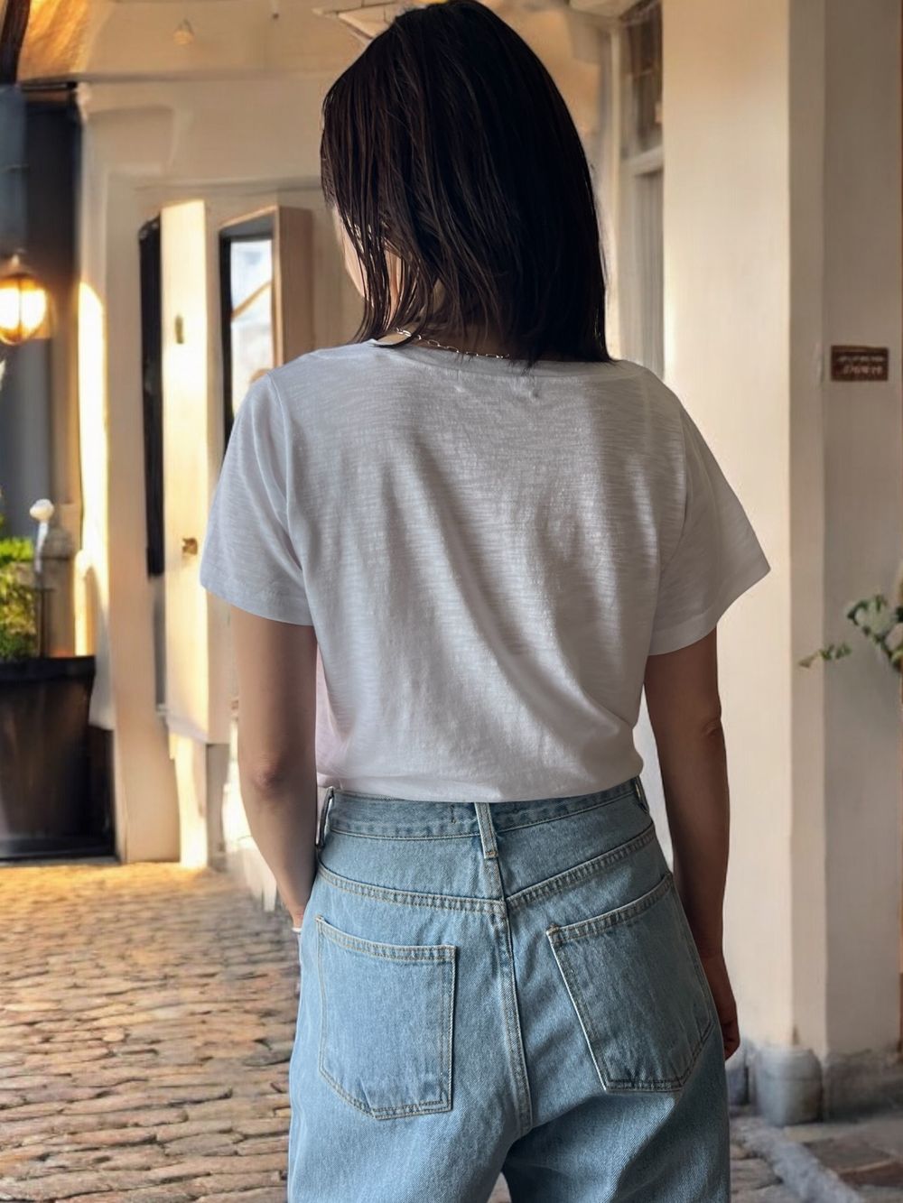 Side one strap メランジTシャツ