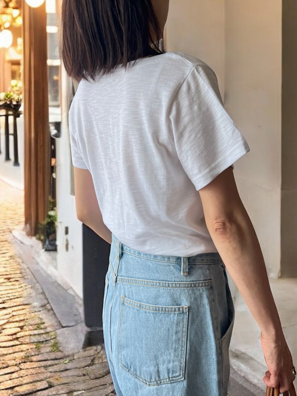 Side one strap メランジTシャツ