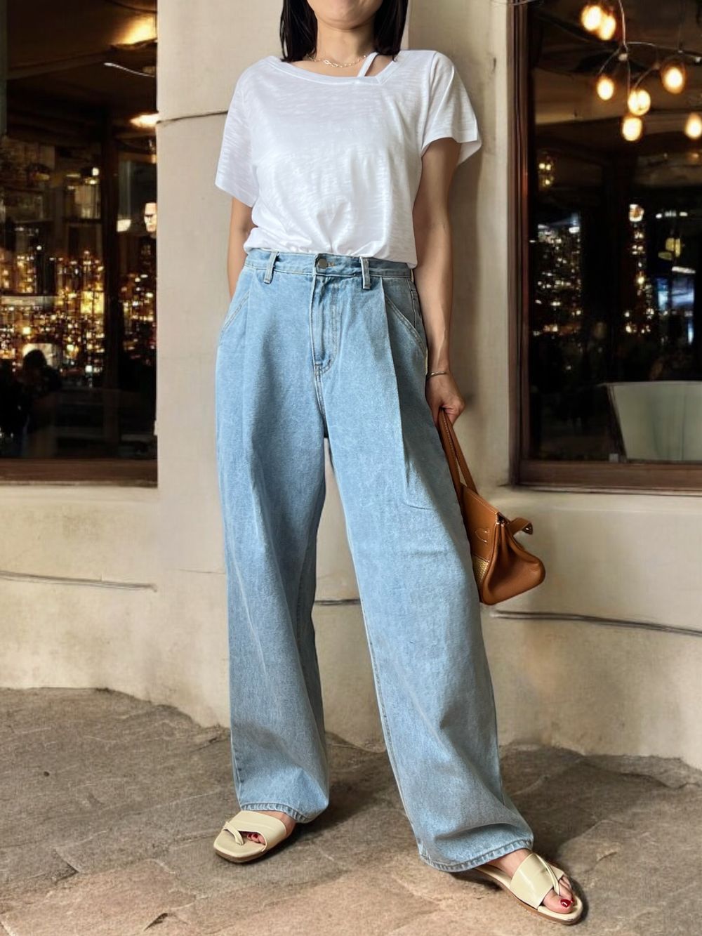 Side one strap メランジTシャツ
