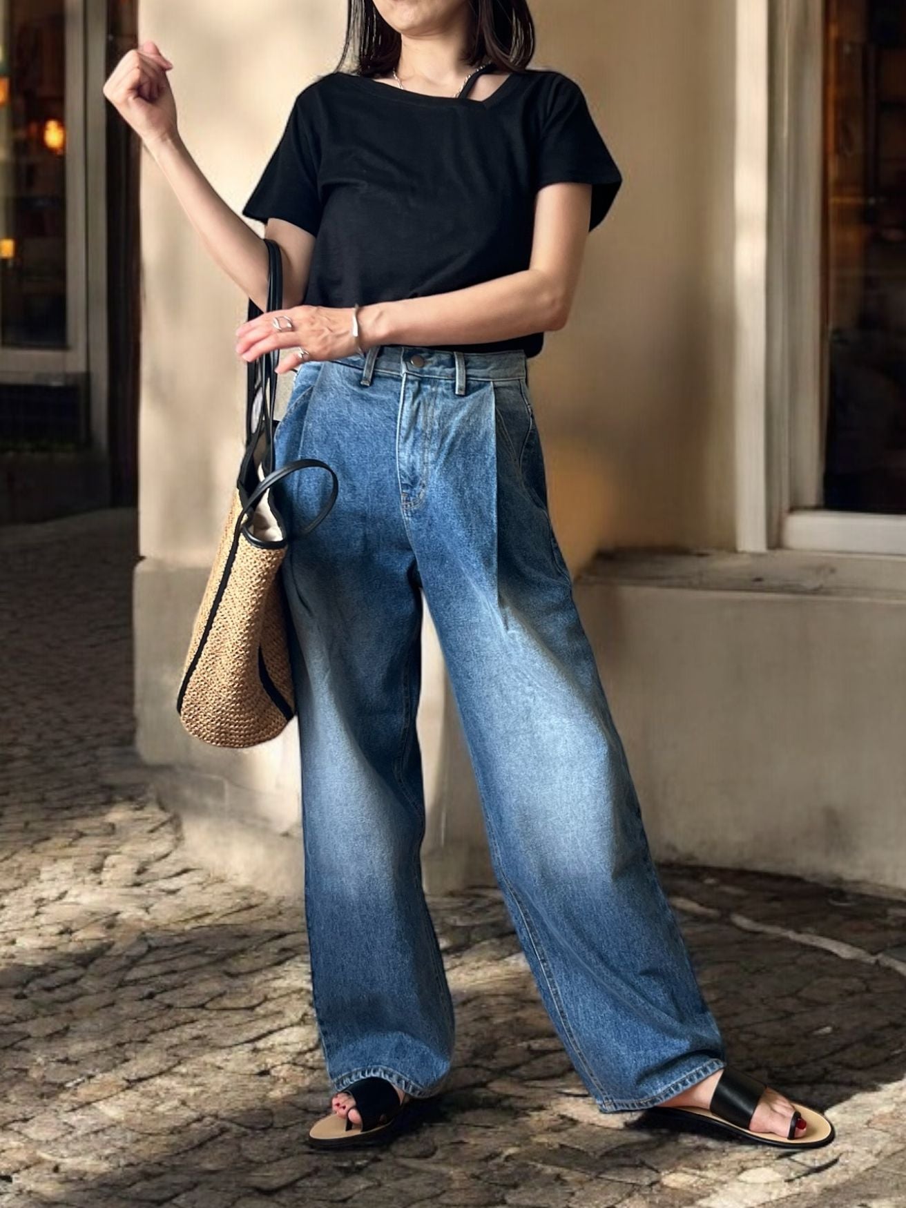 Side one strap メランジTシャツ