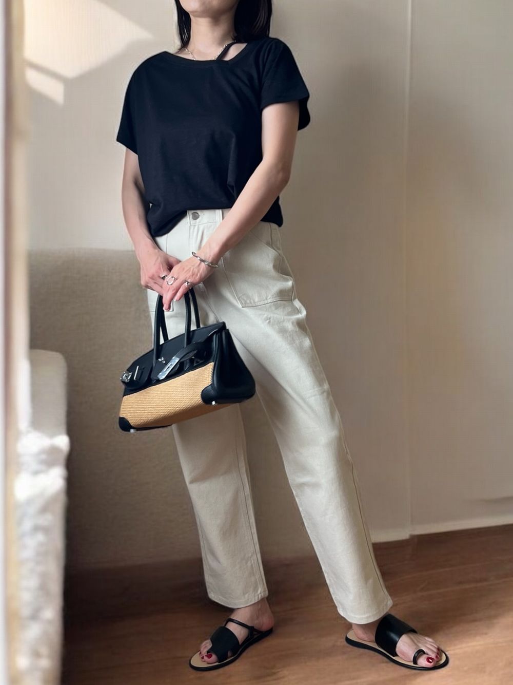 Side one strap メランジTシャツ