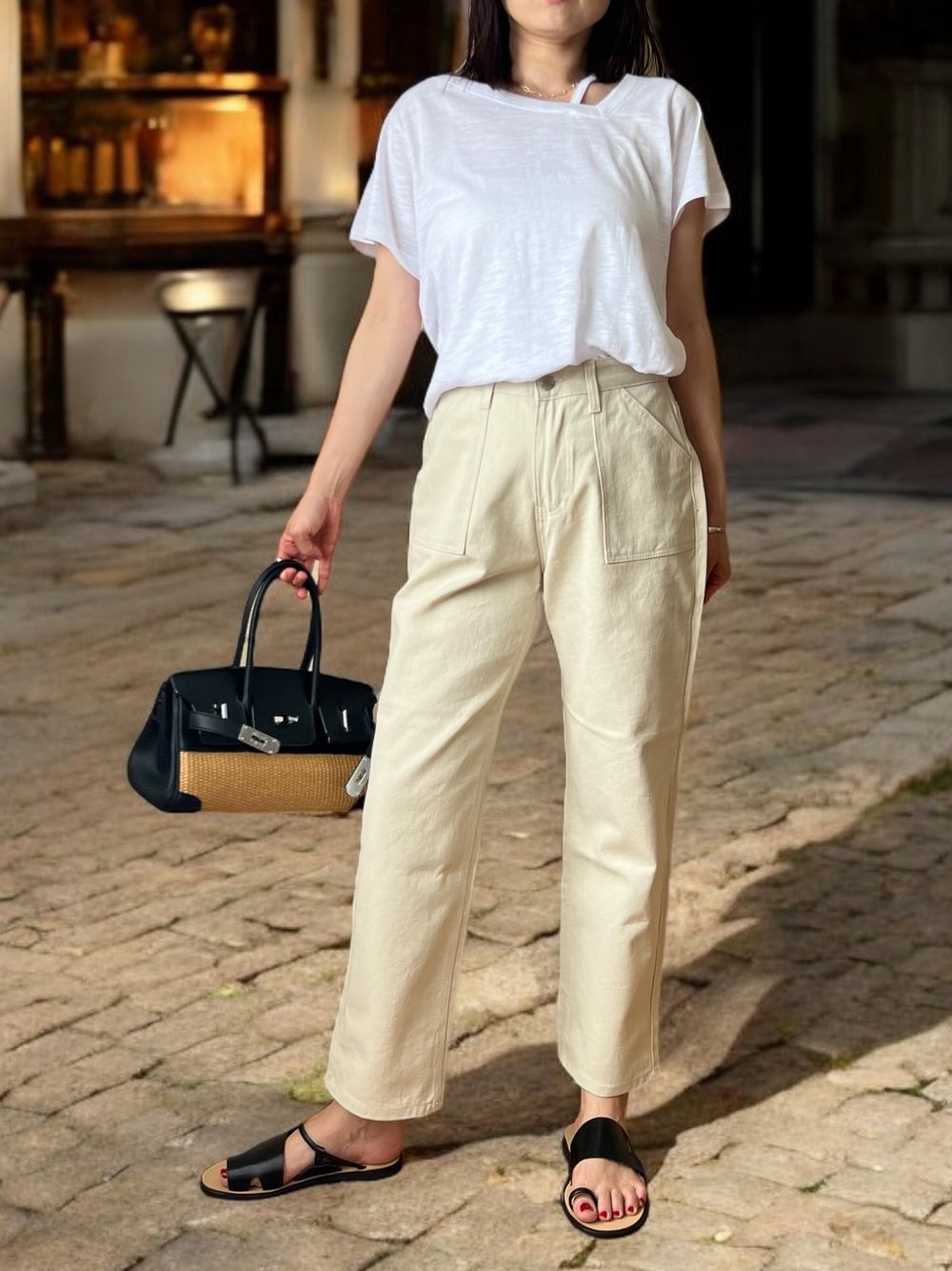 Side one strap メランジTシャツ