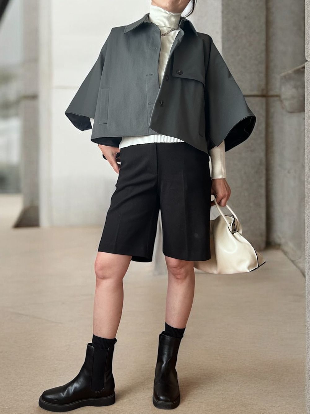 Asymmetry short ポンチョコート