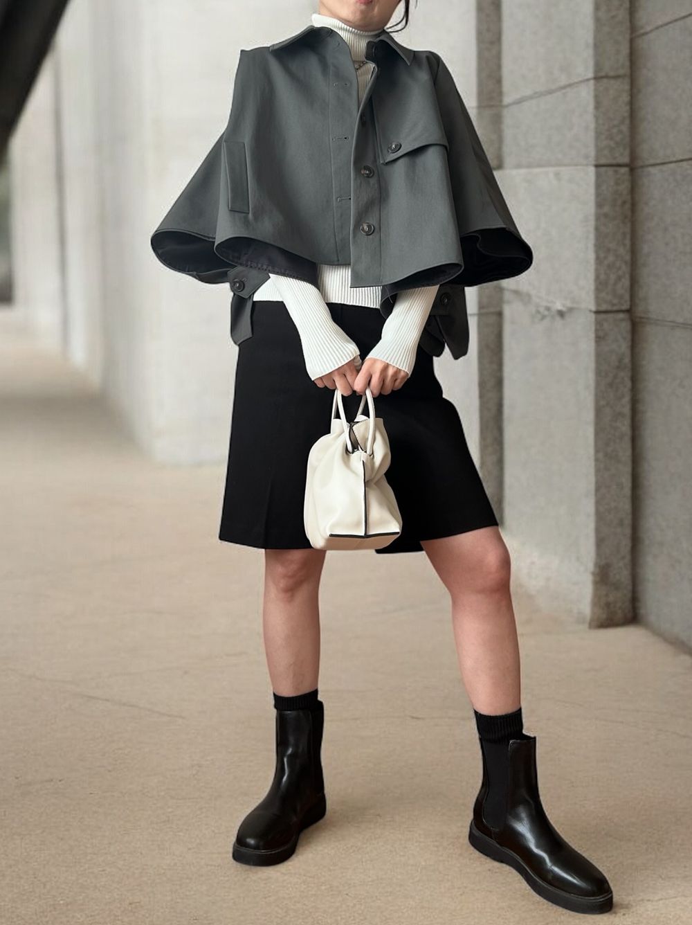 Asymmetry short ポンチョコート