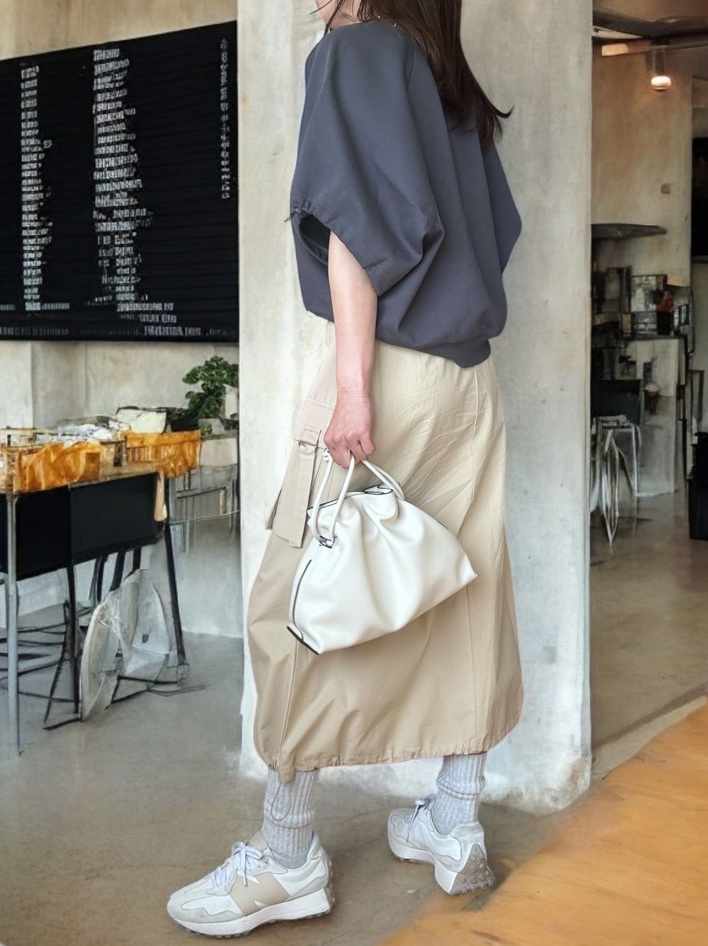 Drawstringsh short sleeve Vネックトップス