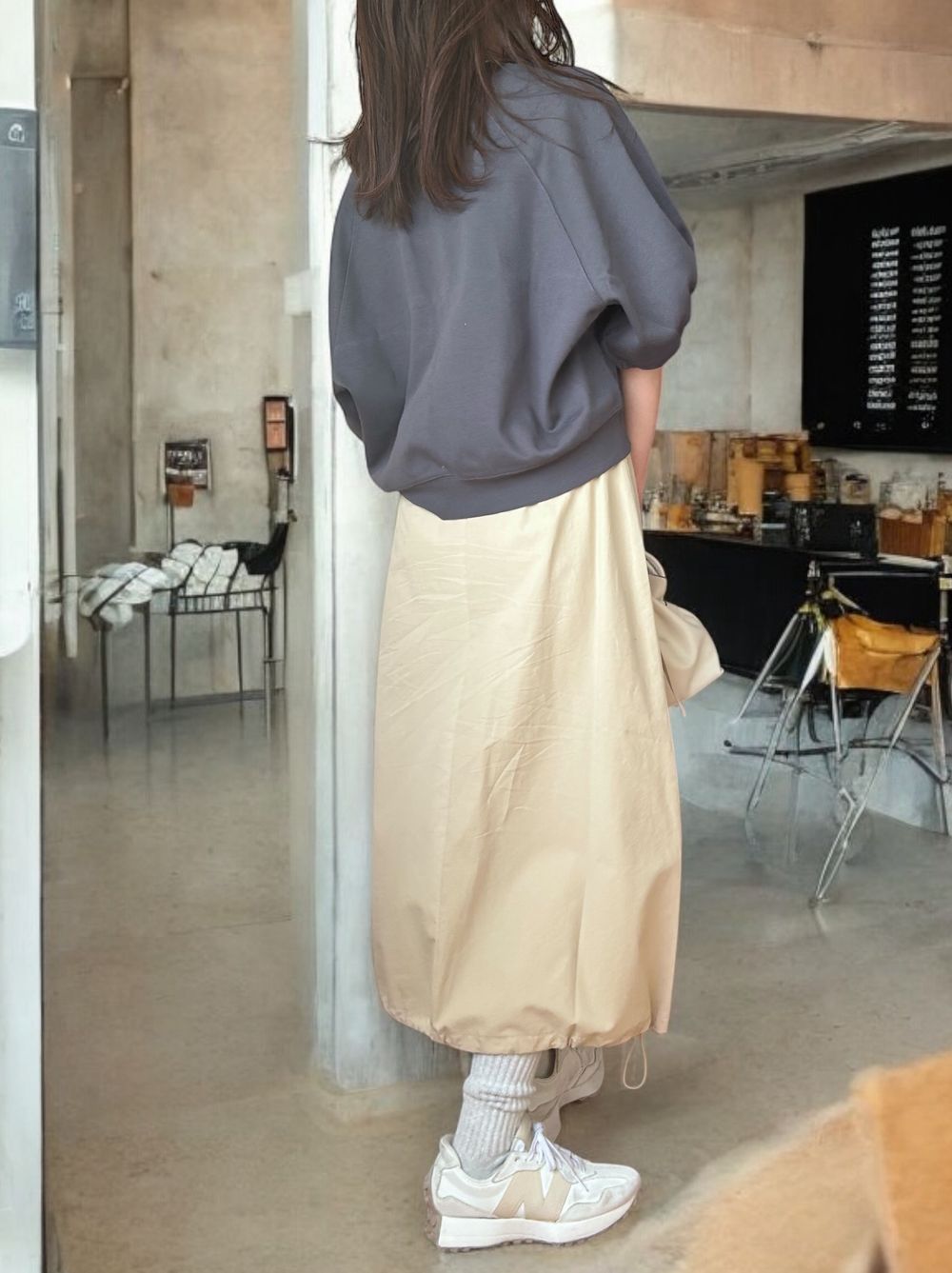 Drawstringsh short sleeve Vネックトップス