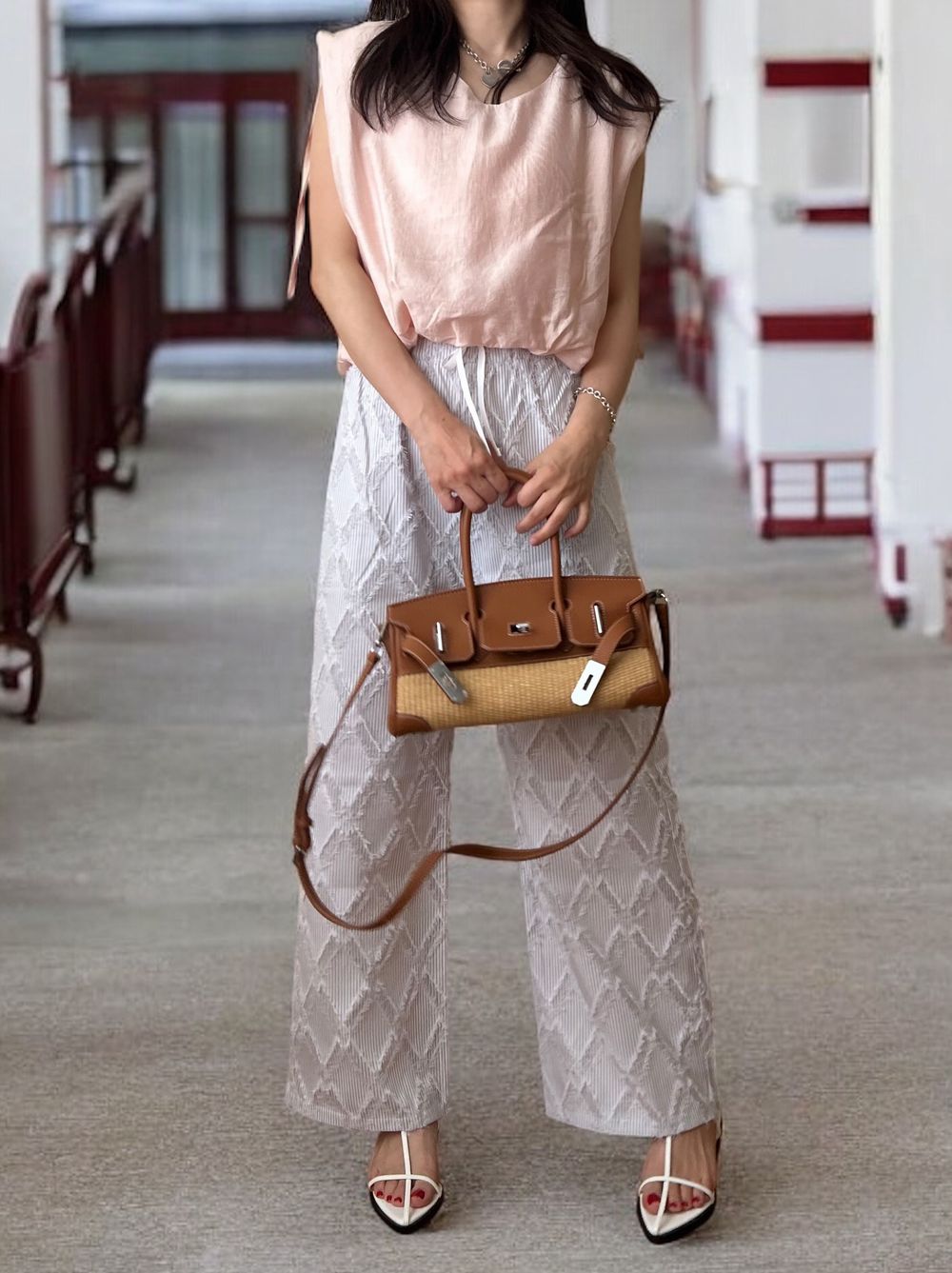 Drawstring shoulder エアリーシフォントップス