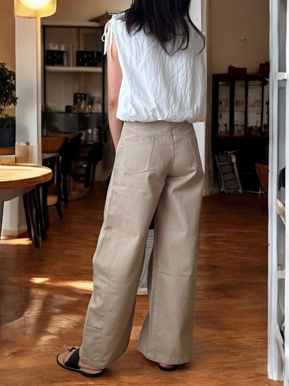 Drawstring shoulder エアリーシフォントップス