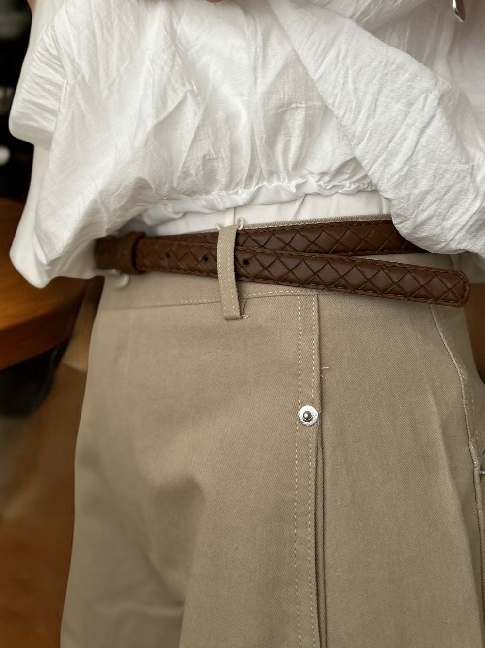 Drawstring shoulder エアリーシフォントップス