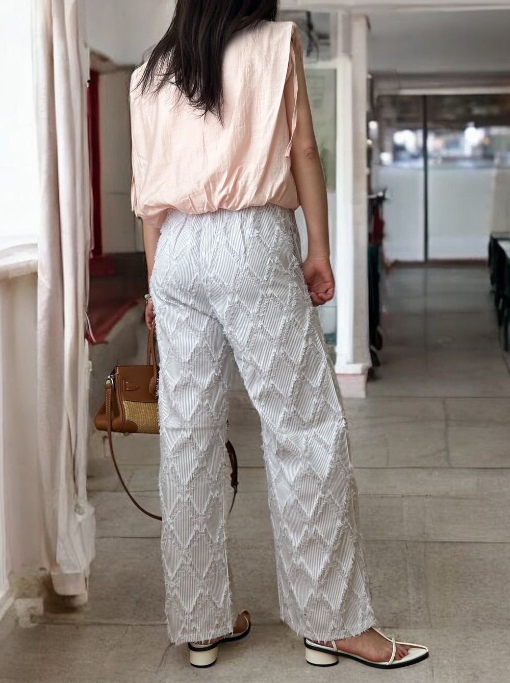 Drawstring shoulder エアリーシフォントップス