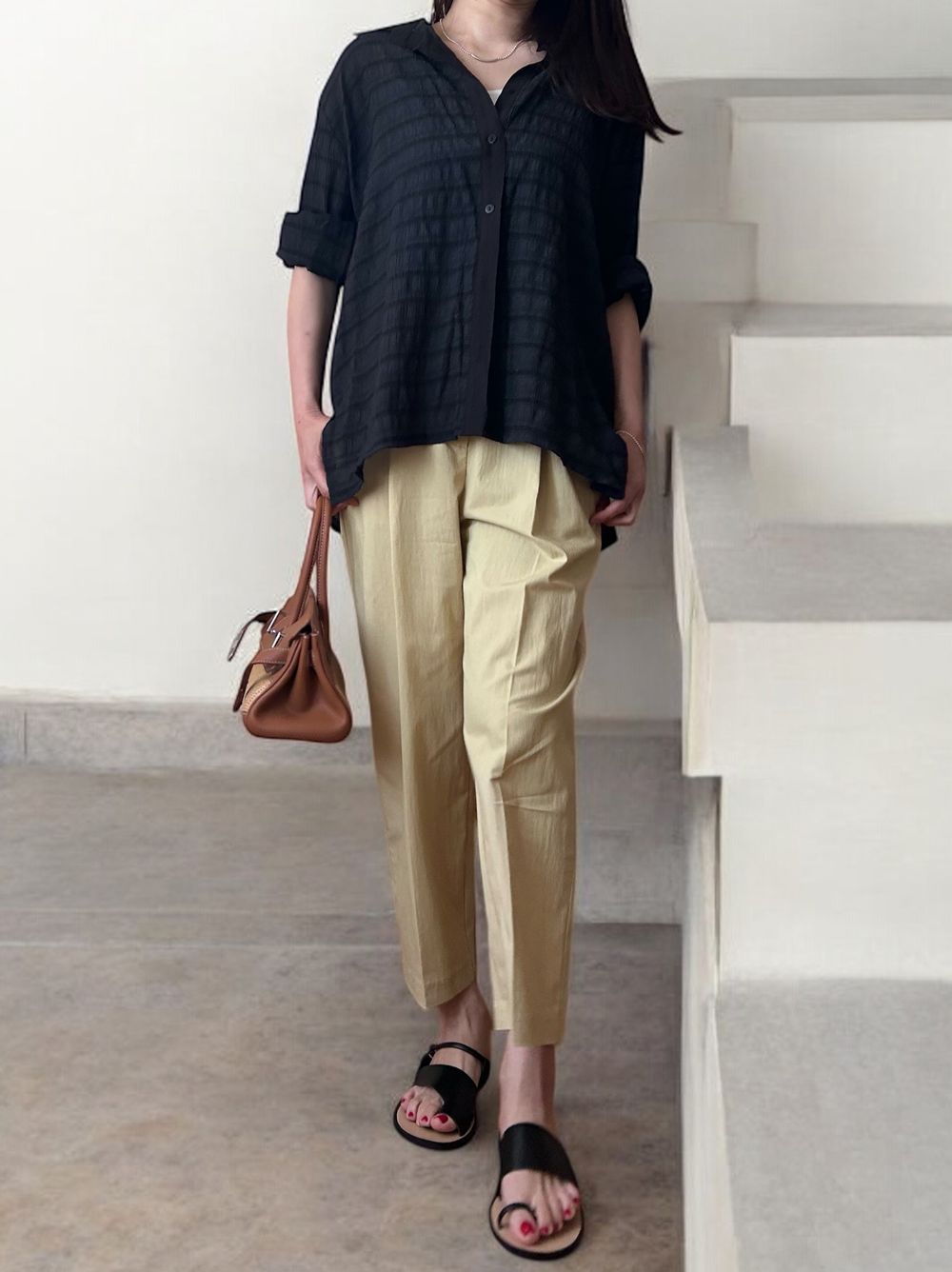 Texture sheer チェックシャツ