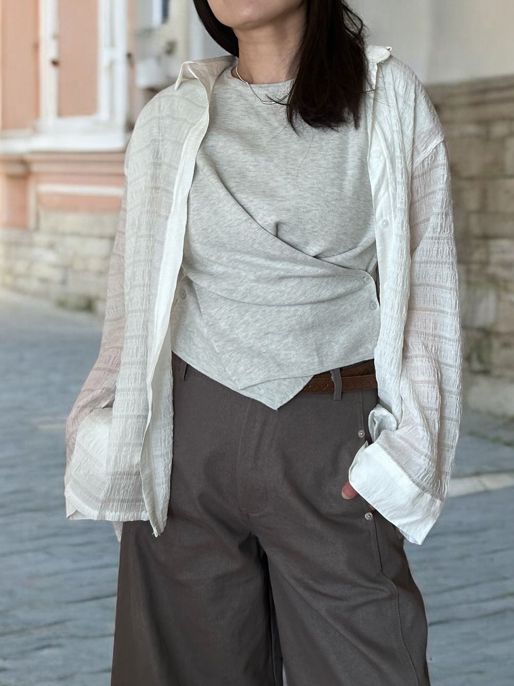 Texture sheer チェックシャツ