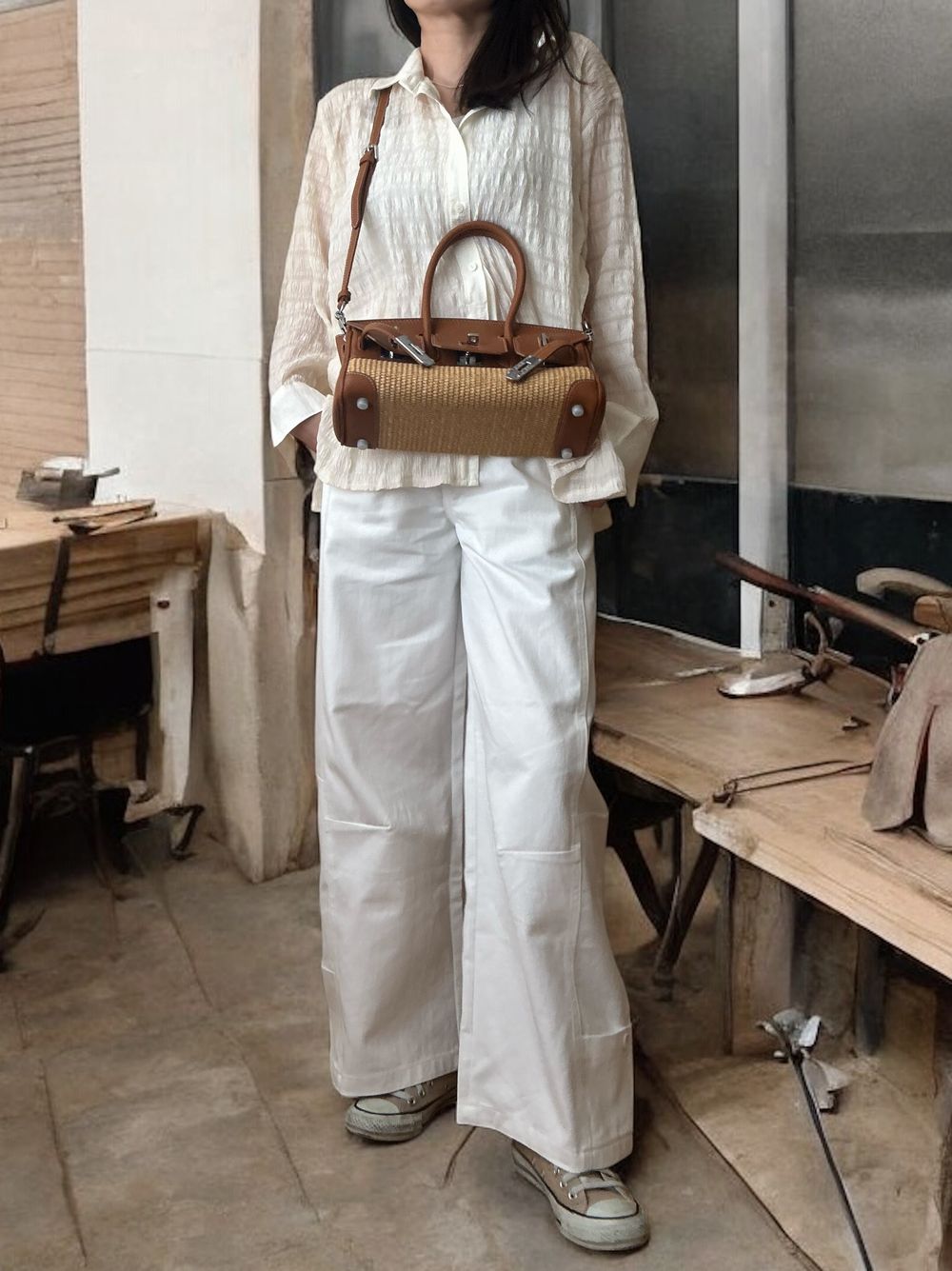 Texture sheer チェックシャツ