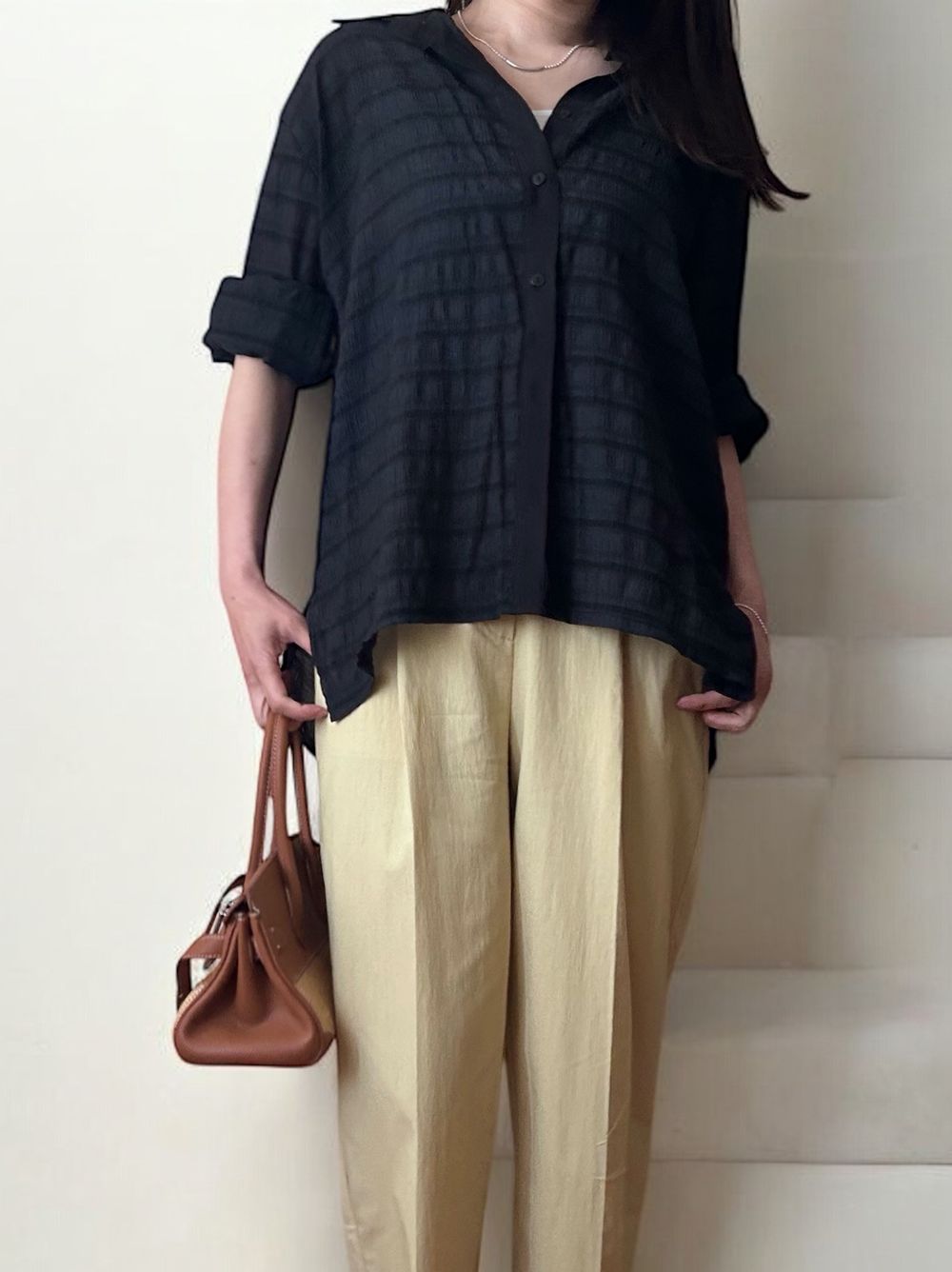 Texture sheer チェックシャツ