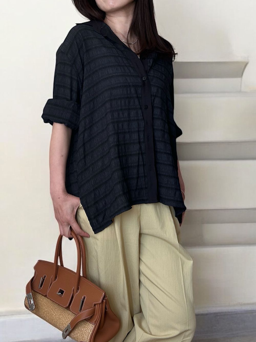 Texture sheer チェックシャツ