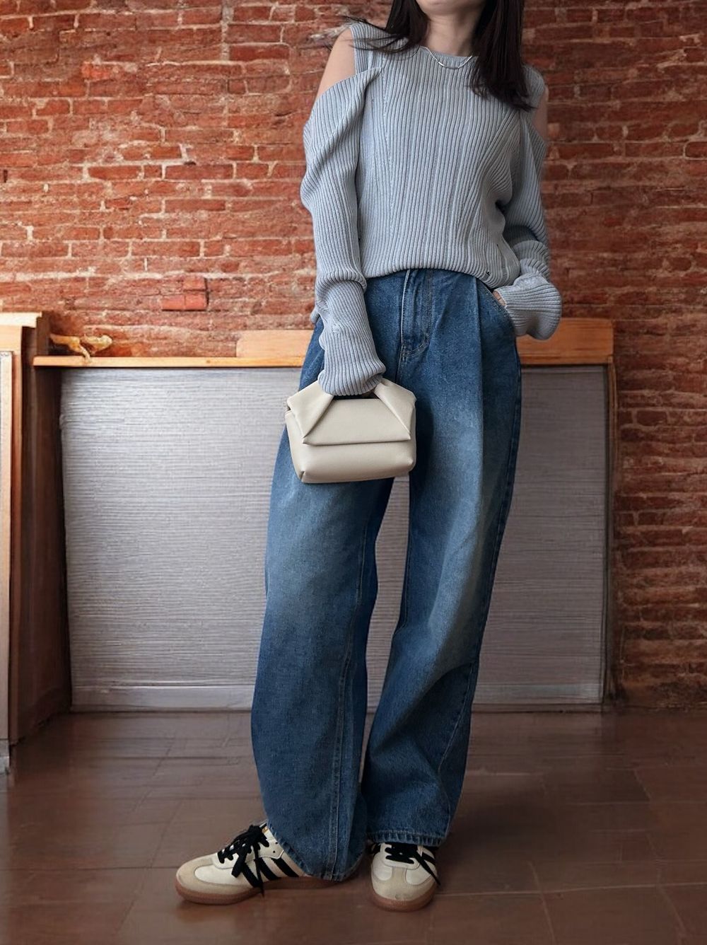 2way Open shoulder ダメージサマーニット