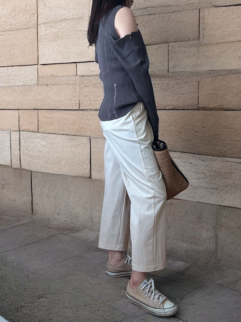 2way Open shoulder ダメージサマーニット