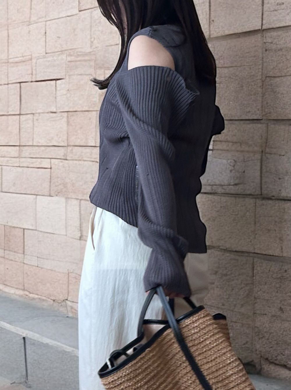 2way Open shoulder ダメージサマーニット