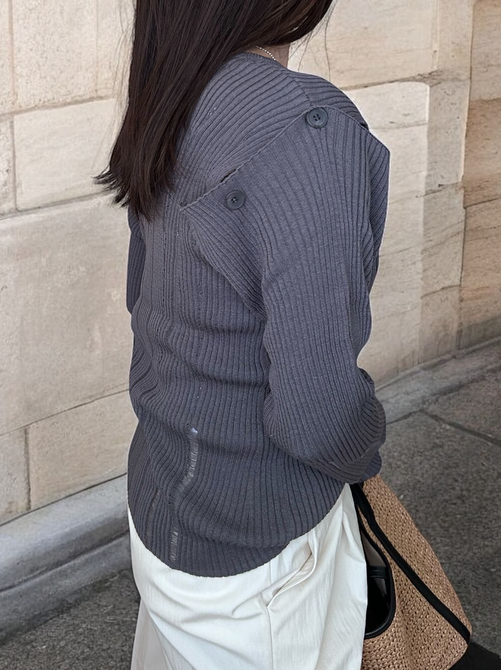 2way Open shoulder ダメージサマーニット