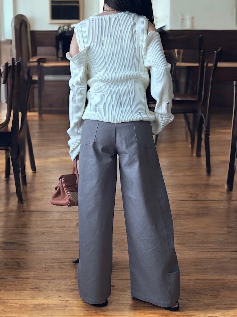 2way Open shoulder ダメージサマーニット