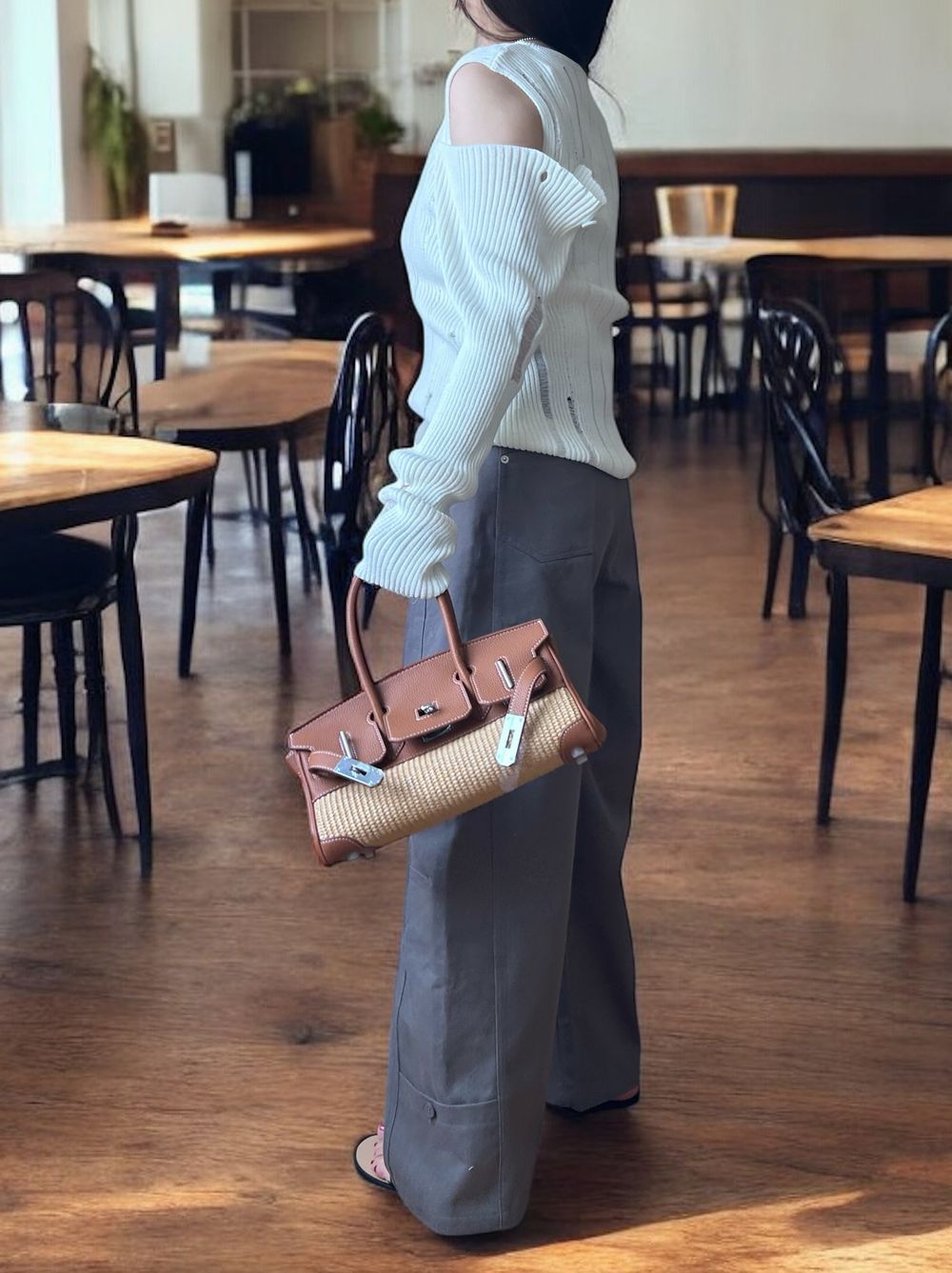 2way Open shoulder ダメージサマーニット