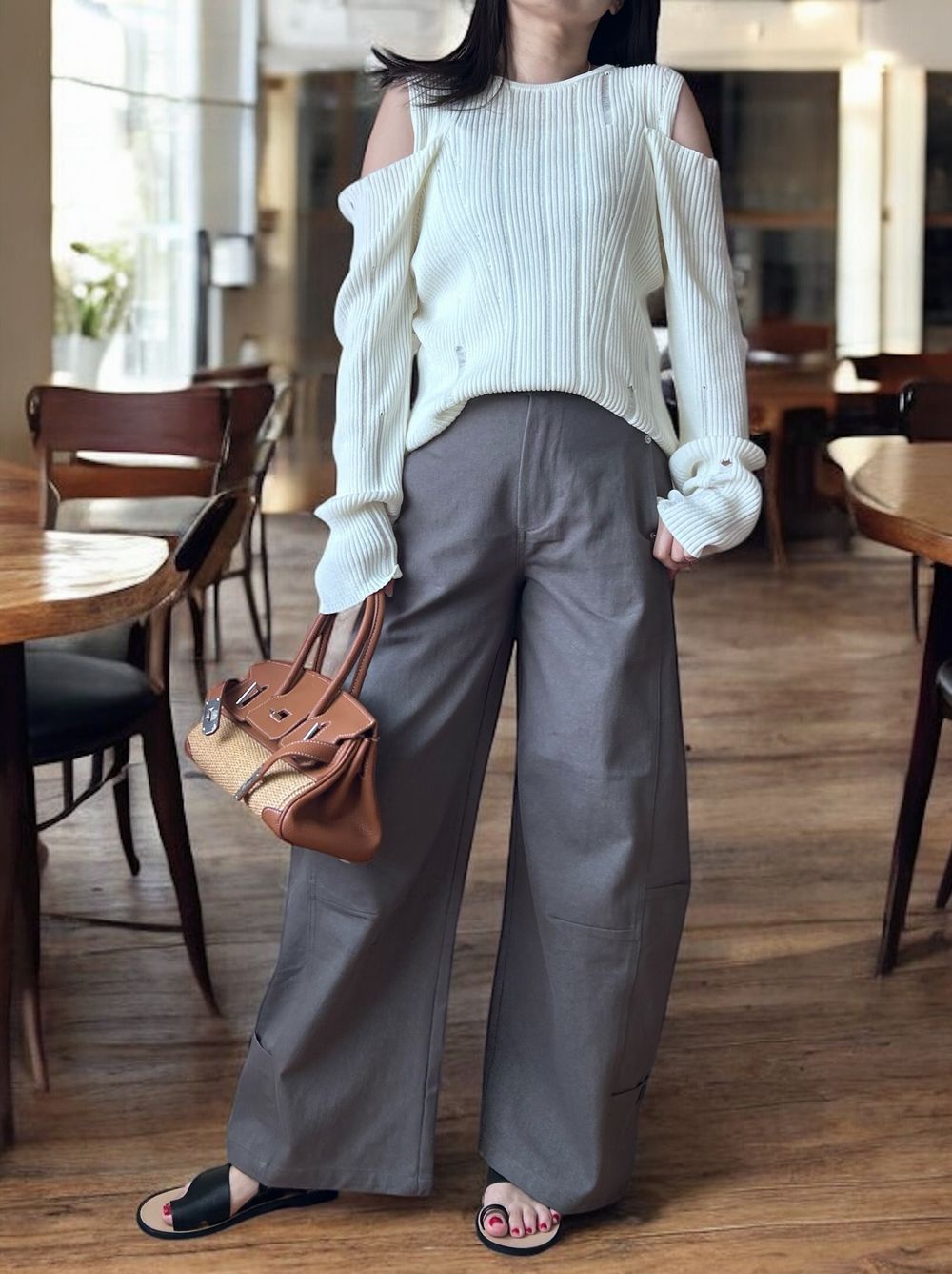 2way Open shoulder ダメージサマーニット