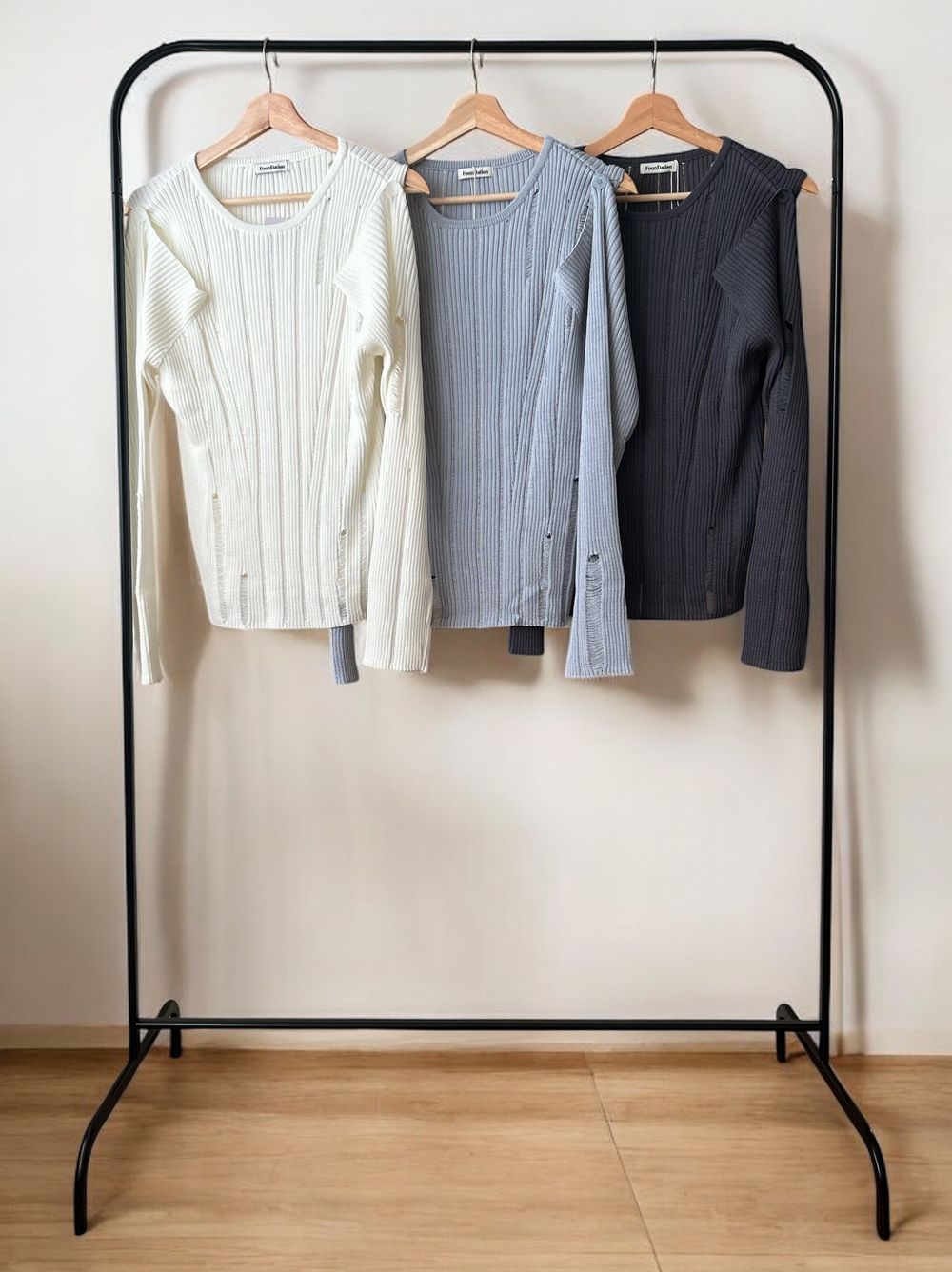 2way Open shoulder ダメージサマーニット