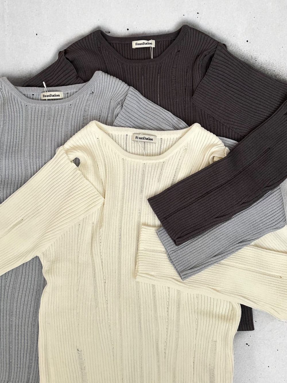 2way Open shoulder ダメージサマーニット