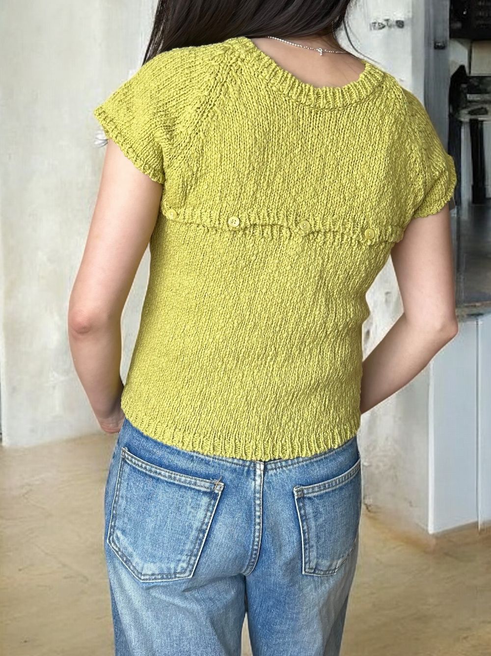 Premium cotton 2WAYレースアップニット