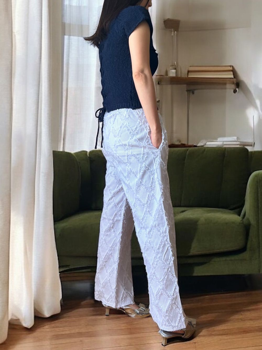 Premium cotton 2WAYレースアップニット