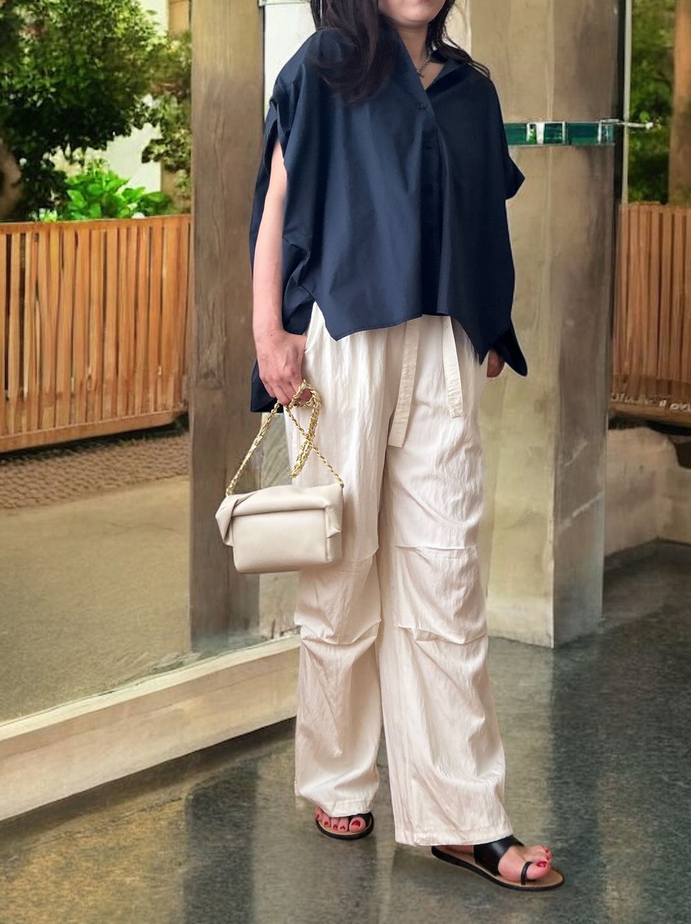 French Sleeve gather ボタンダウンシャツ