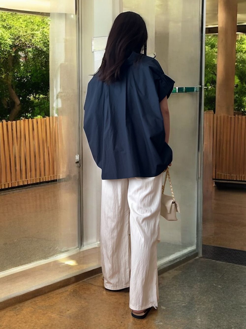 French Sleeve gather ボタンダウンシャツ
