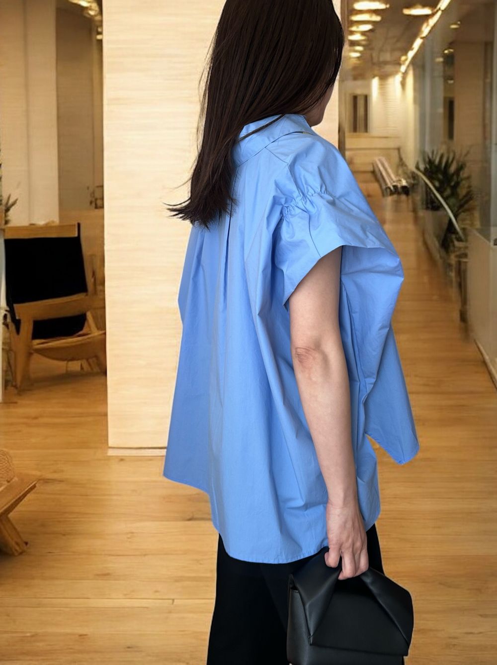 French Sleeve gather ボタンダウンシャツ