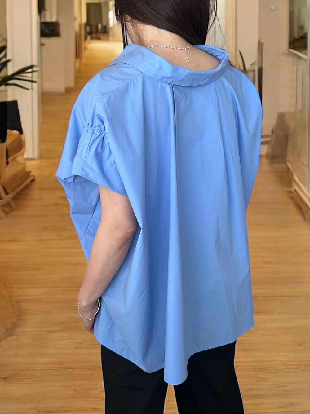 French Sleeve gather ボタンダウンシャツ