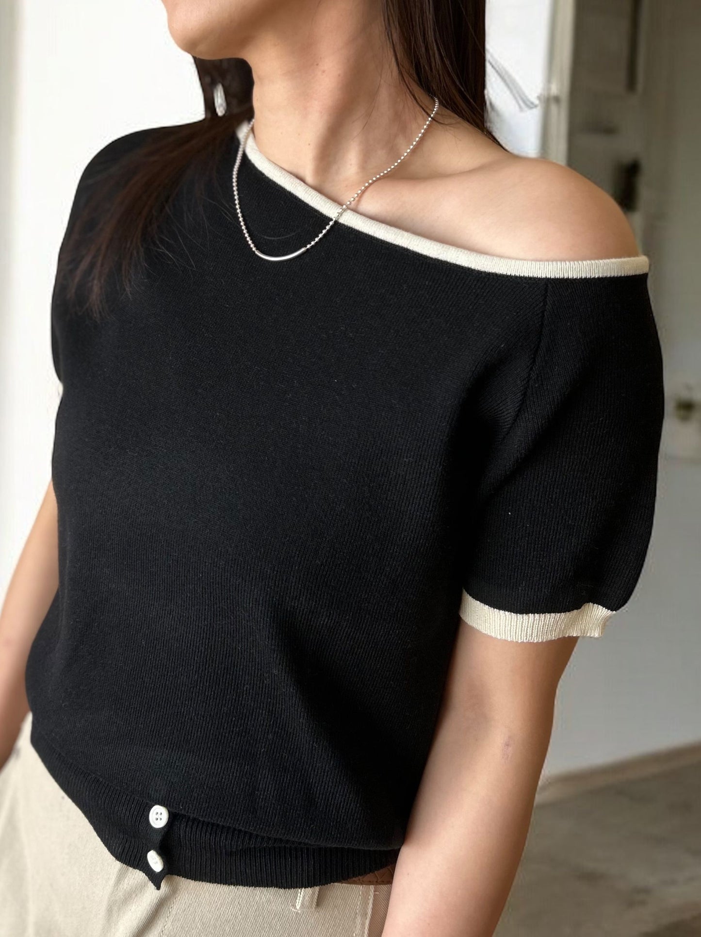 Asymmetry design ニットトップス